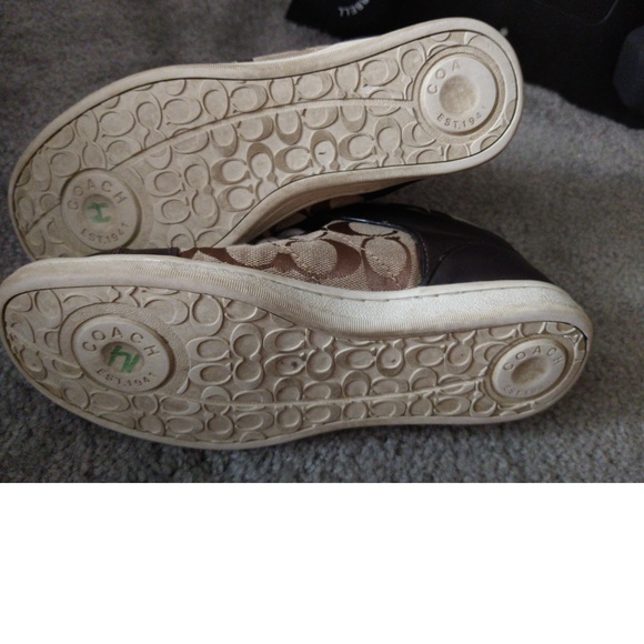 BEAUTIFUL HI-TOP COACH SNEAKERS - BROWN - SIZE 7M - Picture 6 of 7